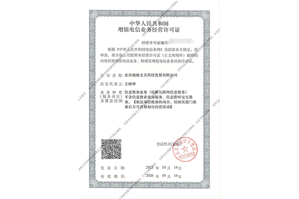 ICP經(jīng)營(yíng)許可證